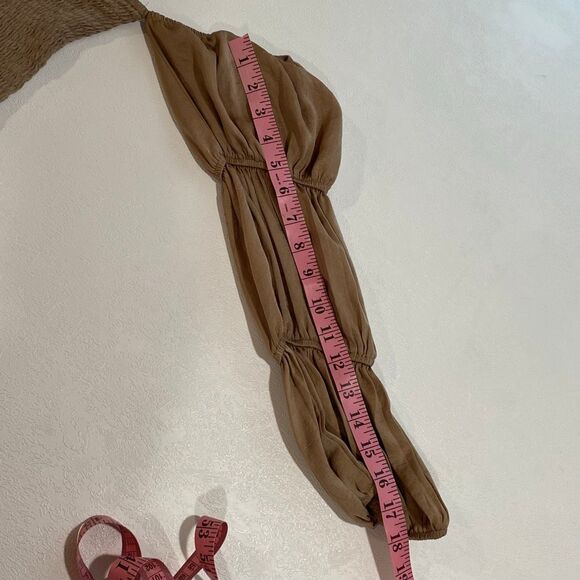 Promesa One Shoulder Puff Sleeve Bodysuit Womenโs Size S Tan Neutral - Picture 4 of 8